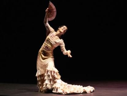 Mercedes Ruiz, durante un momento de su estreno &#039;Ella&#039;, en Jerez.