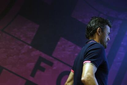 Luis Enrique, tras la rueda de prensa.