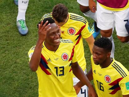 Mina y Lerma celebran el triunfo de Colombia ante Senegal 