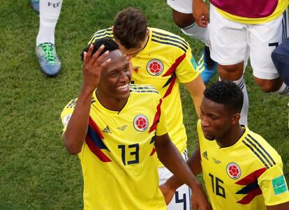 Mina y Lerma celebran el triunfo de Colombia ante Senegal 