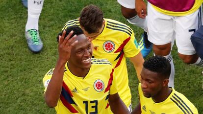 Mina y Lerma celebran el triunfo de Colombia ante Senegal 