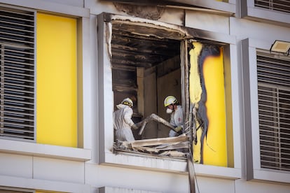 La habitación afectada por el incendio.