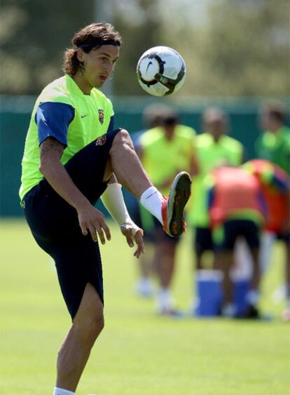 Ibrahimovic, en Seattle, en su primer entrenamiento como azulgrana.