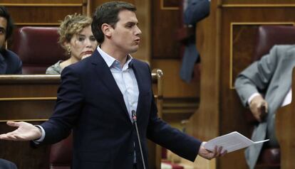 El líder de Ciutadans, Albert Rivera, durant la sessió de control al Govern espanyol.