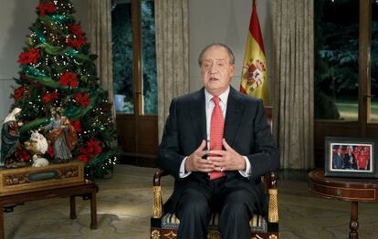 El rey Juan Carlos, durante el tradicional mensaje de Navidad.
