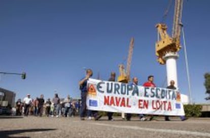 Protestas de los trabajadores del naval el pasado julio. 