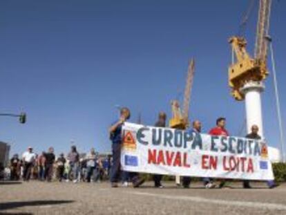 Protestas de los trabajadores del naval el pasado julio. 