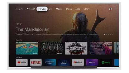 Interfaz de Google TV.