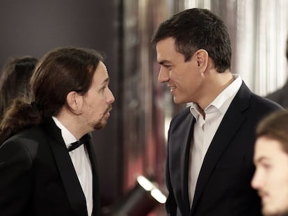 Pablo Iglesias i Pedro Sánchez, a la festa dels Goya.