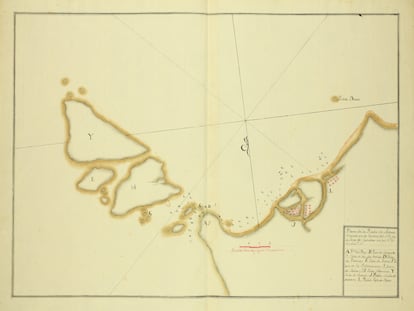 Carta náutica de la rada de Achem (Sumatra). / ARCHIVO MUNICIPAL DE EL PUERTO DE SANTA MARÍA