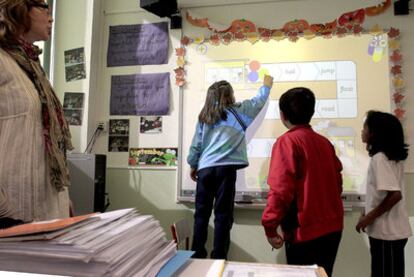 Aula de 2º de Primaria del colegio Calvo Sotelo, en Madrid.