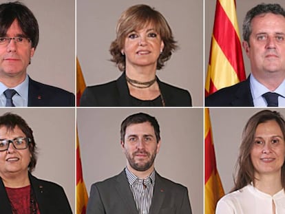 Puigdemont y los cinco exconsejeros refugiados en Bruselas.