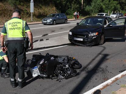 Accidente de un motorista en la ciudad de Vigo.