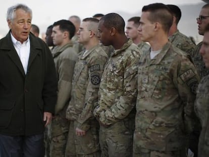 El secretario de Defensa de Estados Unidos, Chuck Hagel, durante una visita reciente a Kabul, Afganistán.