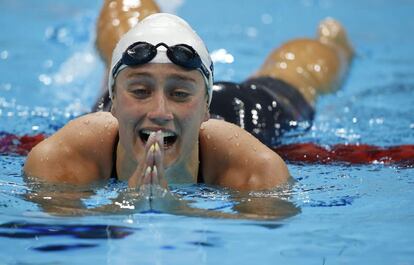 La emoción de Mireia Belmonte tras lograr la plata en los 200m mariposa.