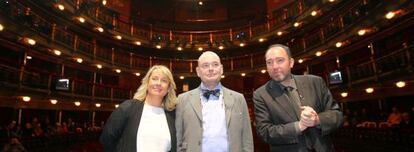 Yolanda Bergareche, Fernando Villalonga y Natalio Grueso, esta ma&ntilde;ana  en el Teatro Espa&ntilde;ol.