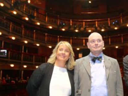 Yolanda Bergareche, Fernando Villalonga y Natalio Grueso, esta ma&ntilde;ana  en el Teatro Espa&ntilde;ol.