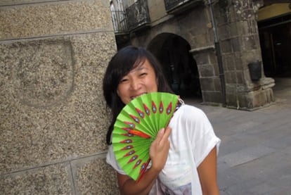 Tingting Zhang, en un rincón del centro histórico de Santiago de Compostela.