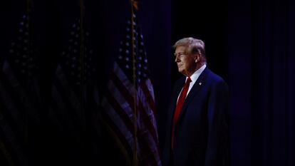 El candidato republicano Donald Trump, este sábado en una conferencia política en Washington.