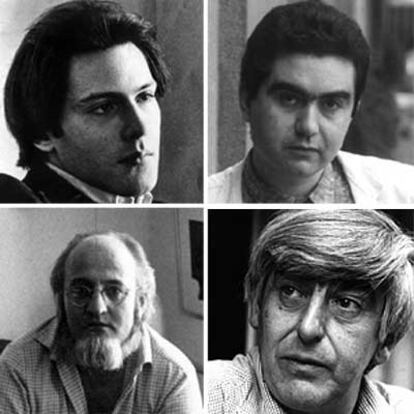 Javier Marías, Antonio Muñoz Molina, Álvaro Pombo y Juan Benet, en los ochenta.