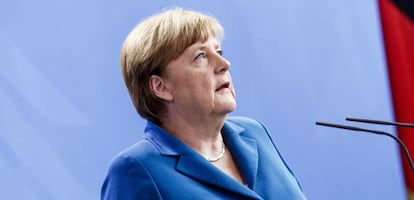 La canciller alemana, Angela Merkel, en una rueda de prensa tras el ataque en M&uacute;nich.