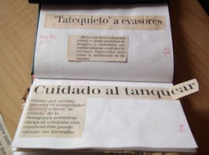 Libreta con recortes de la investigadora María Clara Henríquez.