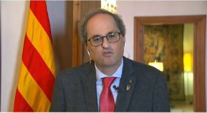 El presidente de la Generalitat, Quim Torra, en una comparecencia del pasado día 19.