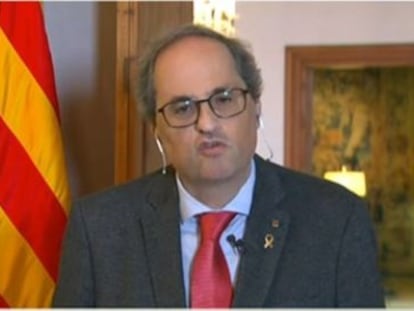 El presidente de la Generalitat, Quim Torra, en una comparecencia del pasado día 19.