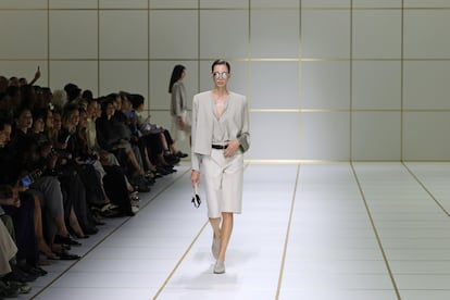 Durante el desfile de Giorgio Armani el domingo en Milán.