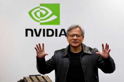 El fundador y consejero delegado de Nvidia, Jensen Huang, este martes en una feria en Taipei, Taiwán.