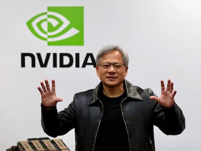 El fundador y consejero delegado de Nvidia, Jensen Huang, este martes en una feria en Taipei, Taiwán.