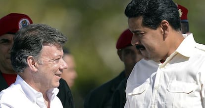 Santos y Maduro en Venezuela en 2013.