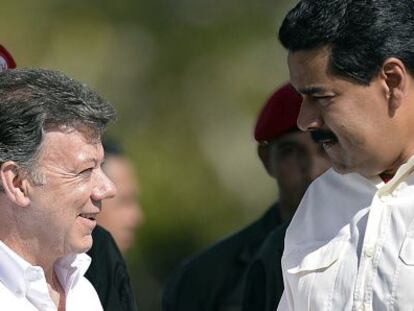 Santos y Maduro en Venezuela en 2013.