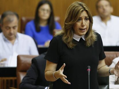 Susana Díaz, este jueves en el Parlamento.