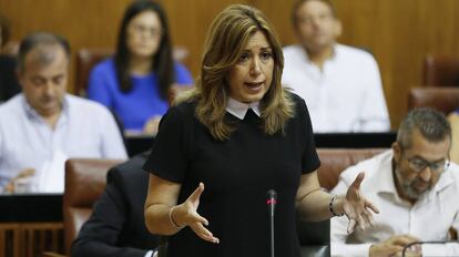 Susana Díaz, este jueves en el Parlamento.