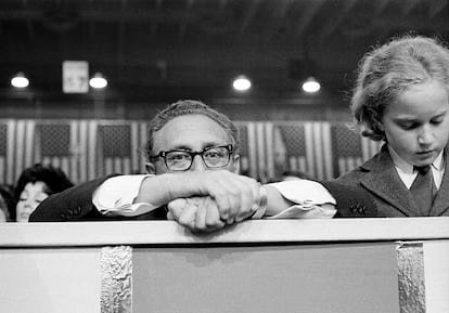 Henry Kissinger and his son David during the Republican Convention in Miami, Florida; in August 1972.