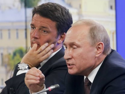 El presidente ruso, Putin, y el primer ministro italiano, Renzi