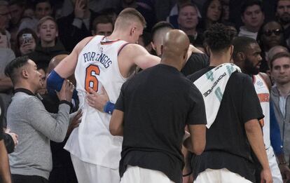 Porzingis, tras su lesi&oacute;n.