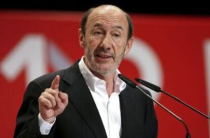 Rubalcaba, ayer en la clausura del congreso de los socialistas valencianos.