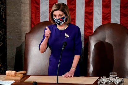 Nancy Pelosi, presidenta de la Cámara de Representantes, este miércoles en Washington.