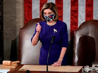 Nancy Pelosi, presidenta de la Cámara de Representantes, este miércoles en Washington.