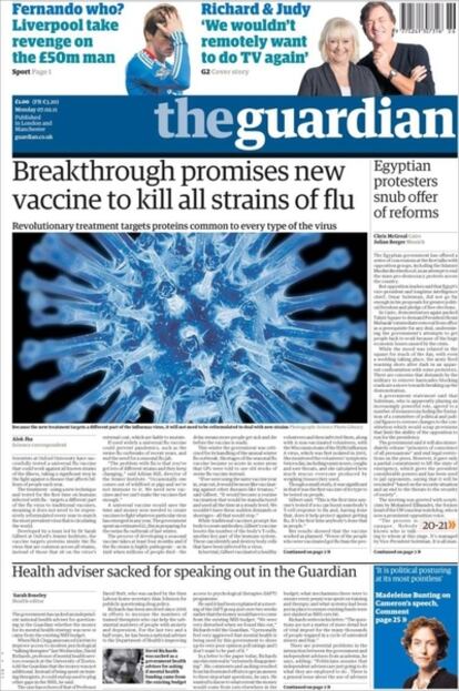 Portada del diario británico The Guardian.