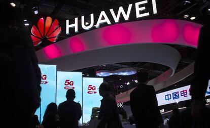 Stand de Huawei en una feria tecnológica en Pekín.