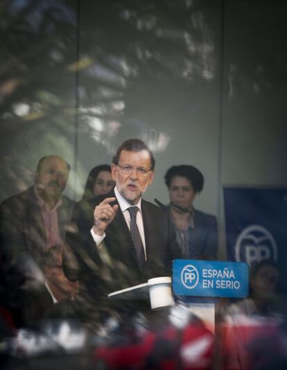 Mariano Rajoy durante el acto de campaña del PP en Santa Cruz de Tenerife.