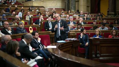 Intervención del presidente catalán, Quim Torra, en el pleno del Parlament, el pasado septiembre. 