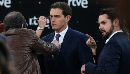 Albert Rivera, antes del debate electoral de TVE.