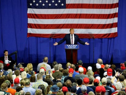 Donald Trump celebra un acto de campa&ntilde;a en Delaware (Ohio).