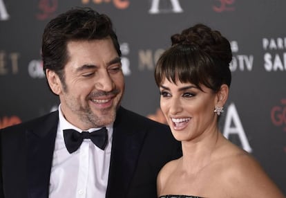 Javier Bardem y Penélope Cruz en los Premios Goya de 2016.