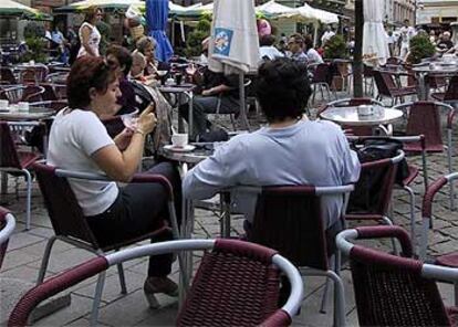 Vista de la terraza del café Meyer, en Bratislava.