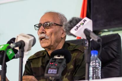 Brahim Gali, secretario general del Frente Polisario, durante una comparecencia ante la prensa celebrada en octubre en los campamentos próximos a la ciudad argelina de Tinduf.